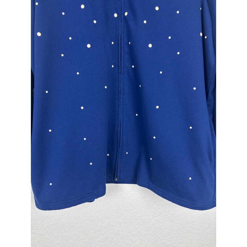Quacker Factory Pearl Embellished Full Zip Women Jacket SZ 1X Grandmacore Granny - Picture 4 of 8